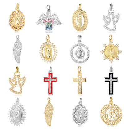 Colgante de cobre y circonita con ángel virgen 