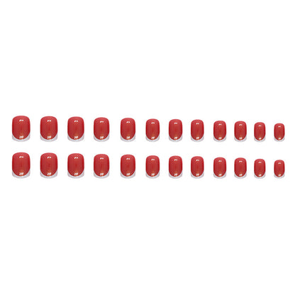 Uñas postizas francesas Aurora cortas en rojo y blanco 