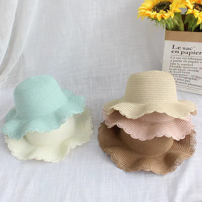 Hat Summer Girls' Straw Bag Set Sun Protection UV Beach Hat