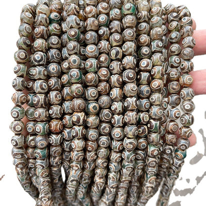 Tibet old dzi beads brown three-eye dzi beads agate loose beads