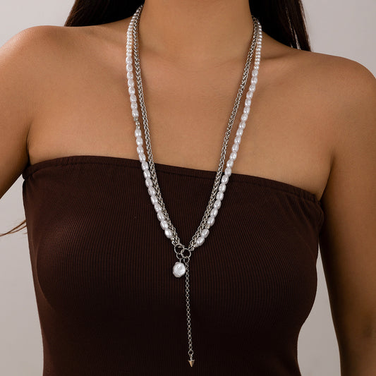 Special-shaped pearl BSK chain necklace
