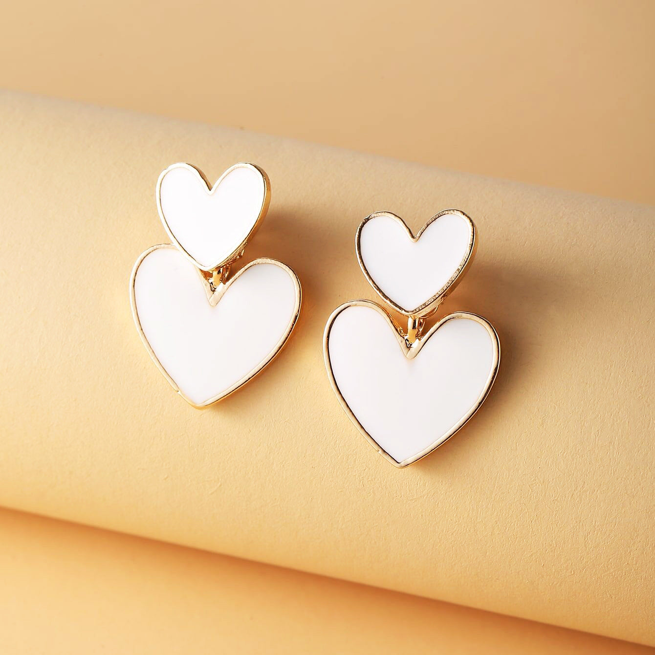 Double-Layer Oil Drop Heart Earrings