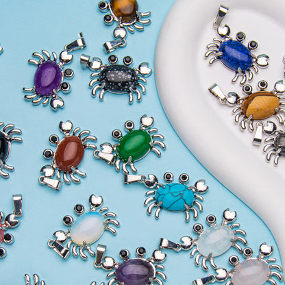 Colgante de cristal ovalado de ágata de cangrejo 