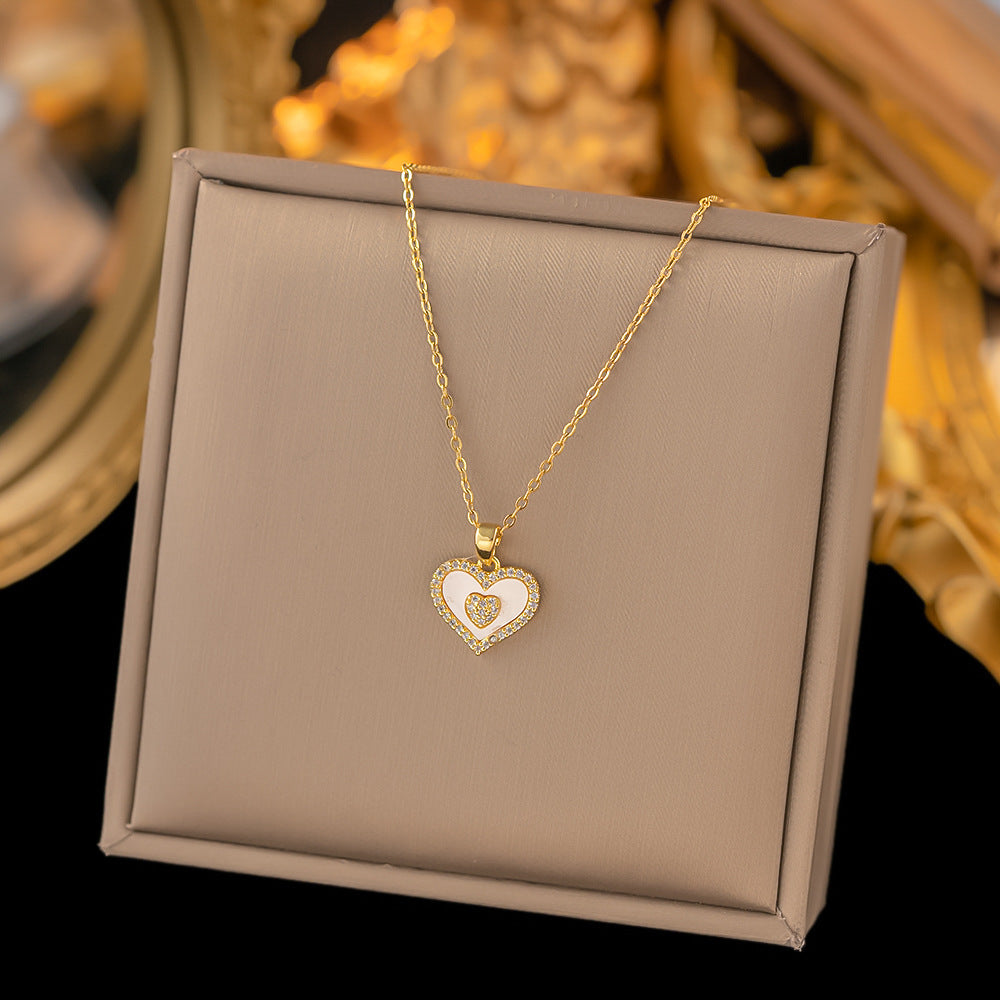 Women's Gold-Plated Titanium Steel Zircon Fringe Collarbone Necklace