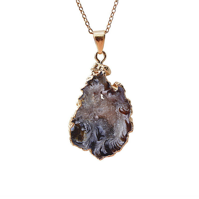 Crystal irregular agate piece pendant