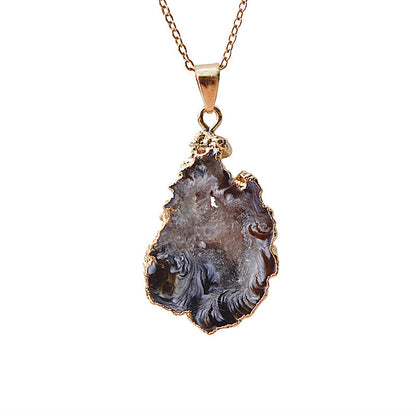 Crystal irregular agate piece pendant