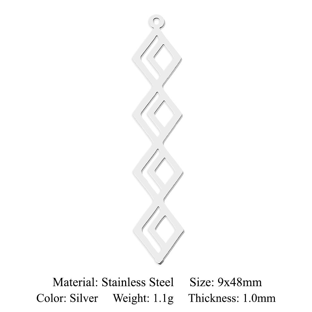 5 pcs/pack geometric square titanium steel pendant ginkgo biloba DIY