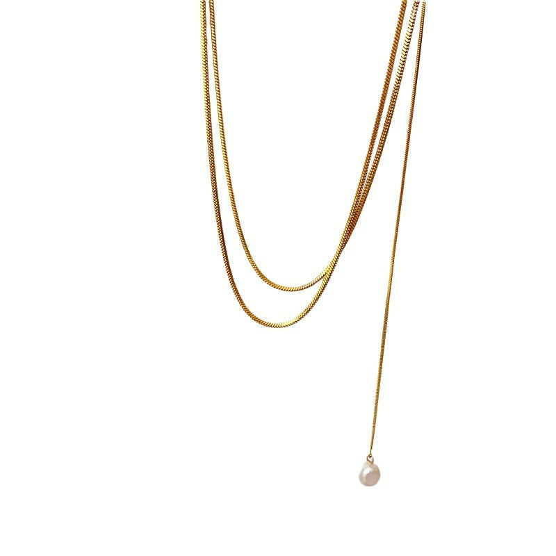 Women's Double-Layer Pearl Pendant Necklace