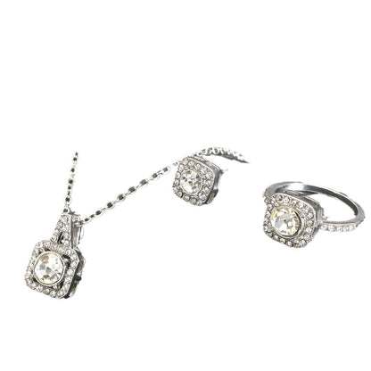 Elegant necklace, earrings and ring three-piece set