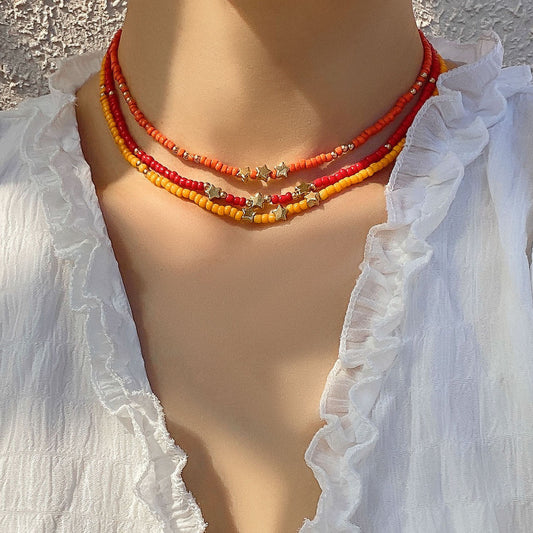 Vintage Colored Star Necklace
