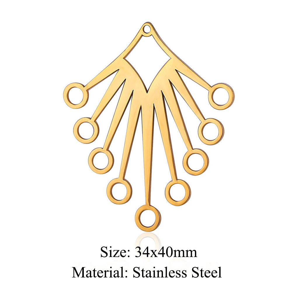 5 pcs/titanium steel hollow geometric shape large pendant heart shape square