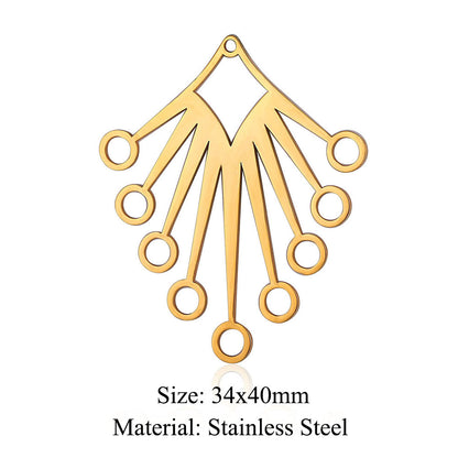 5 pcs/titanium steel hollow geometric shape large pendant heart shape square