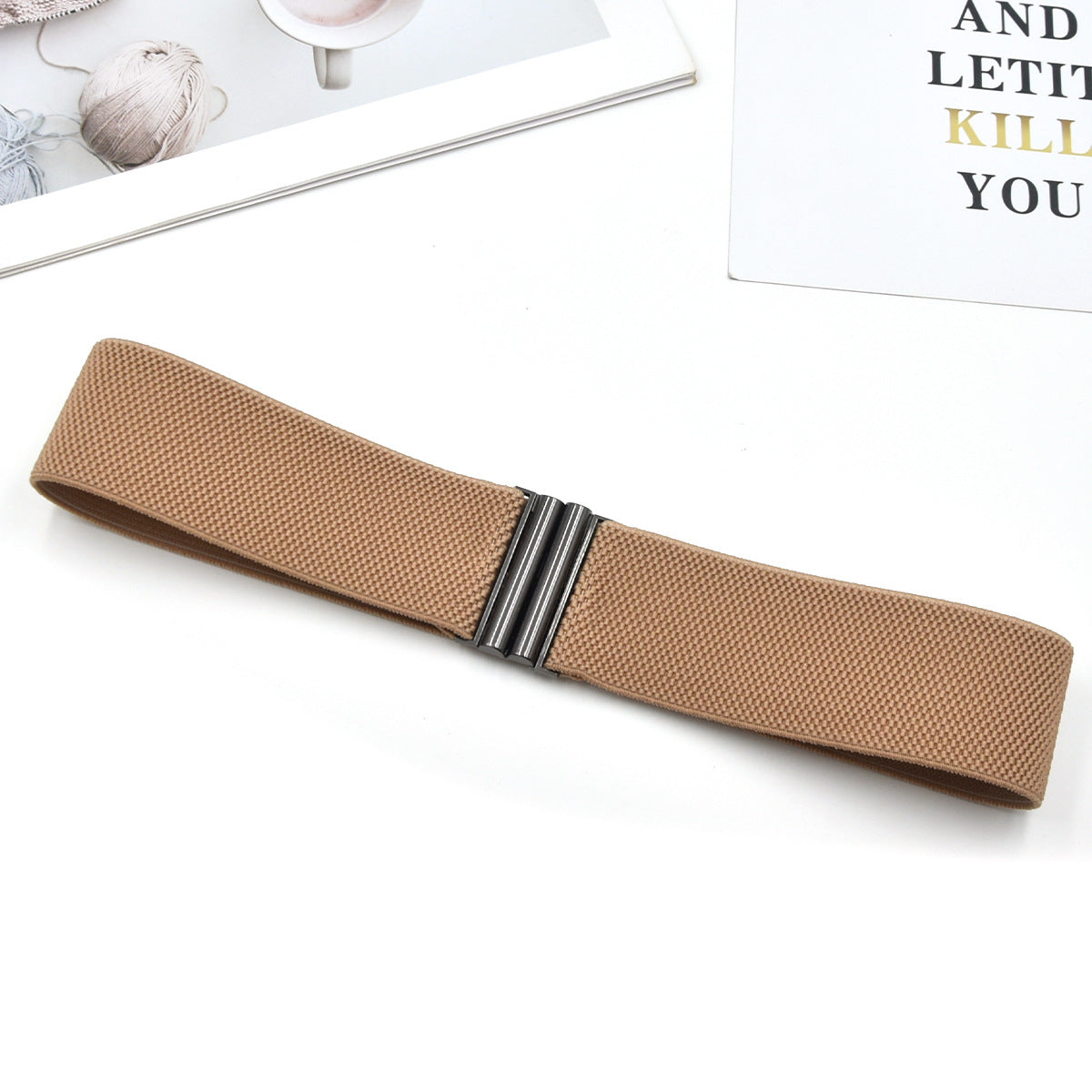 Red elastic waist seal wide belt