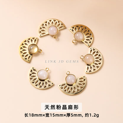 Dongling jade turquoise inlaid stainless steel fan pendant