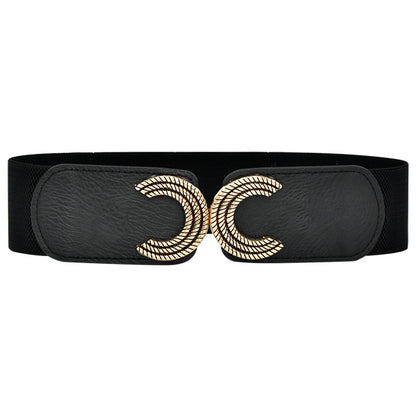 Elasticated toggle letter belt with elasticated waistband