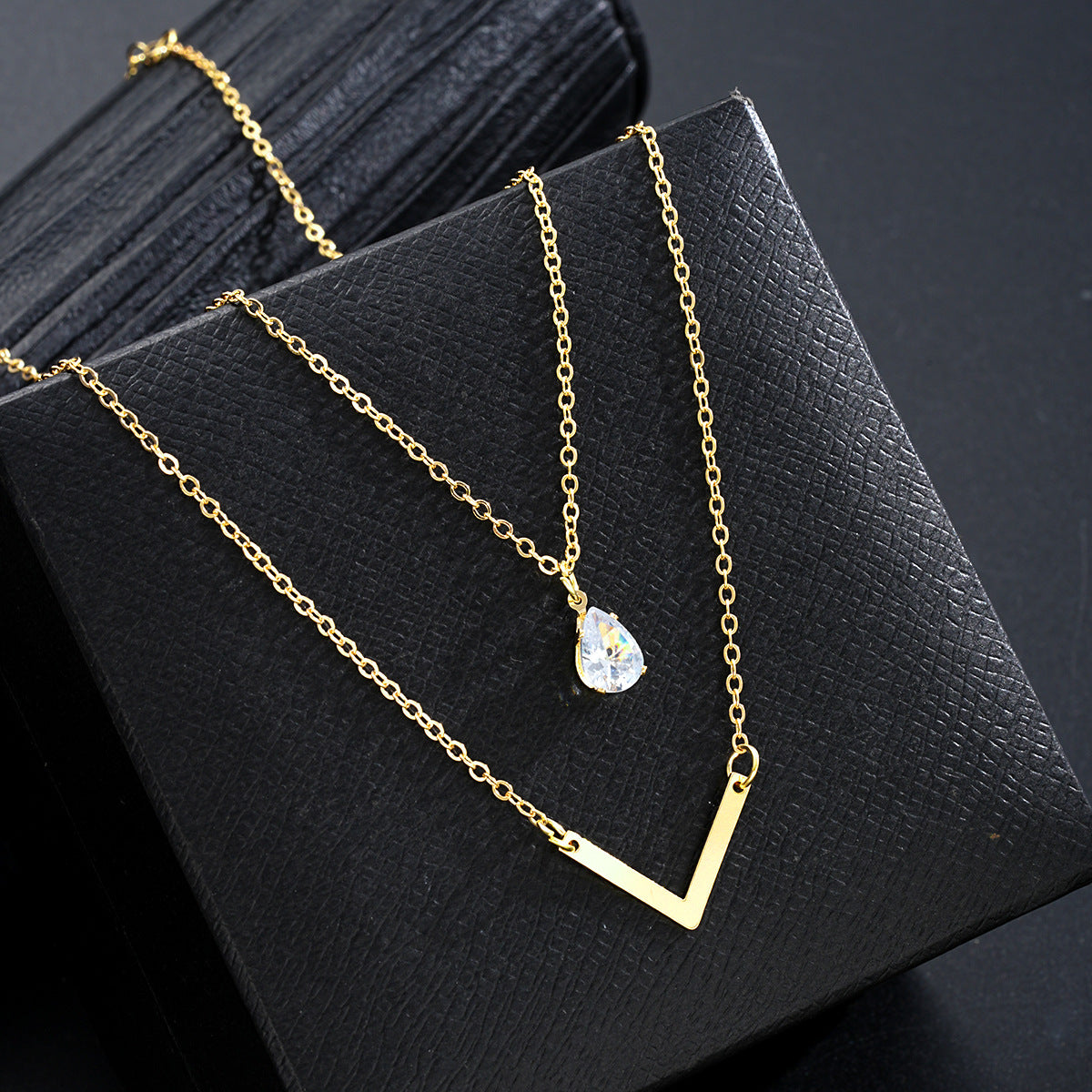 Zircon V-Drop Necklace Set