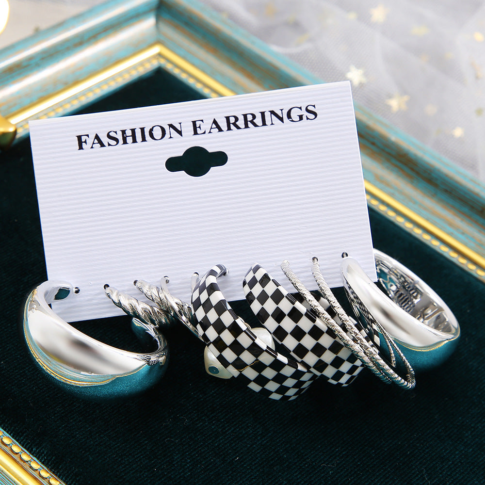 5-Piece Silver & Pearl Earring Set