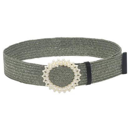 Fashion Pearl Buckle Wide Waist Seal