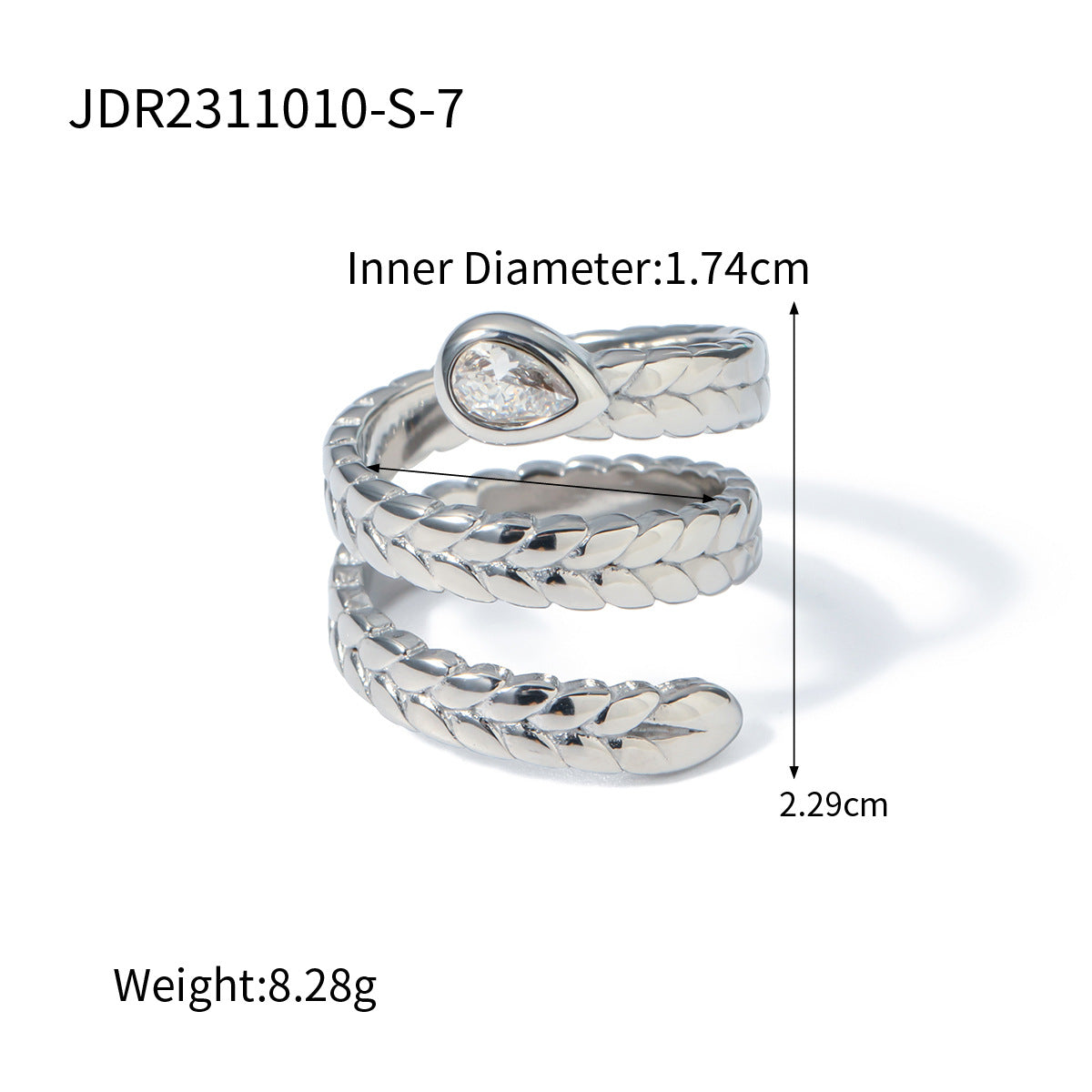 Anillo con circonitas en forma de serpiente. 