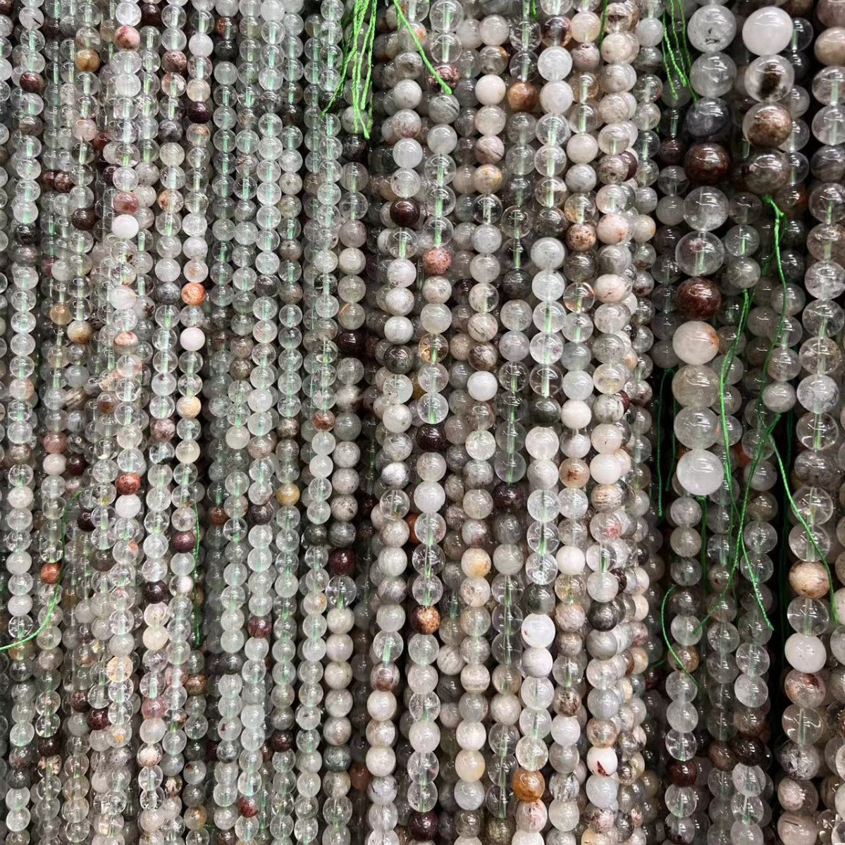 6-10mm natural green ghost crystal beads