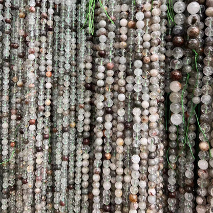 6-10mm natural green ghost crystal beads