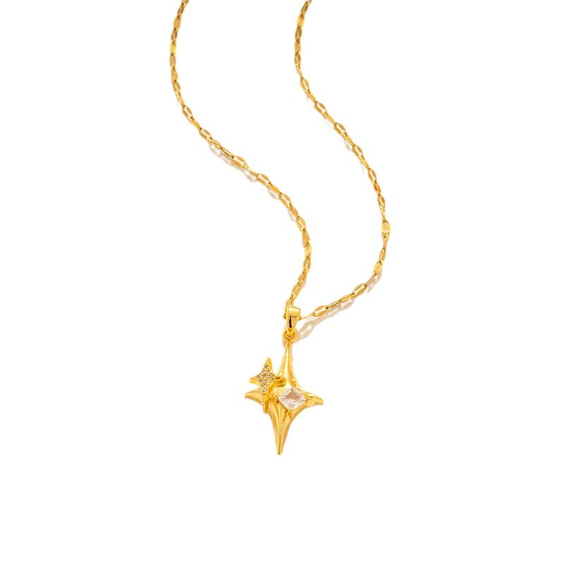 Colar com pingente de cruz estrela, estilo hip-hop minimalista para homens 