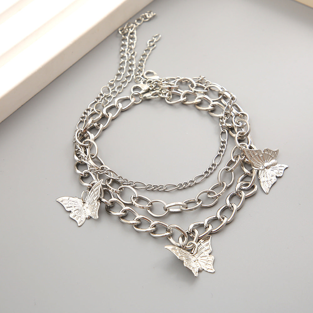 Punk Butterfly Anklet Set