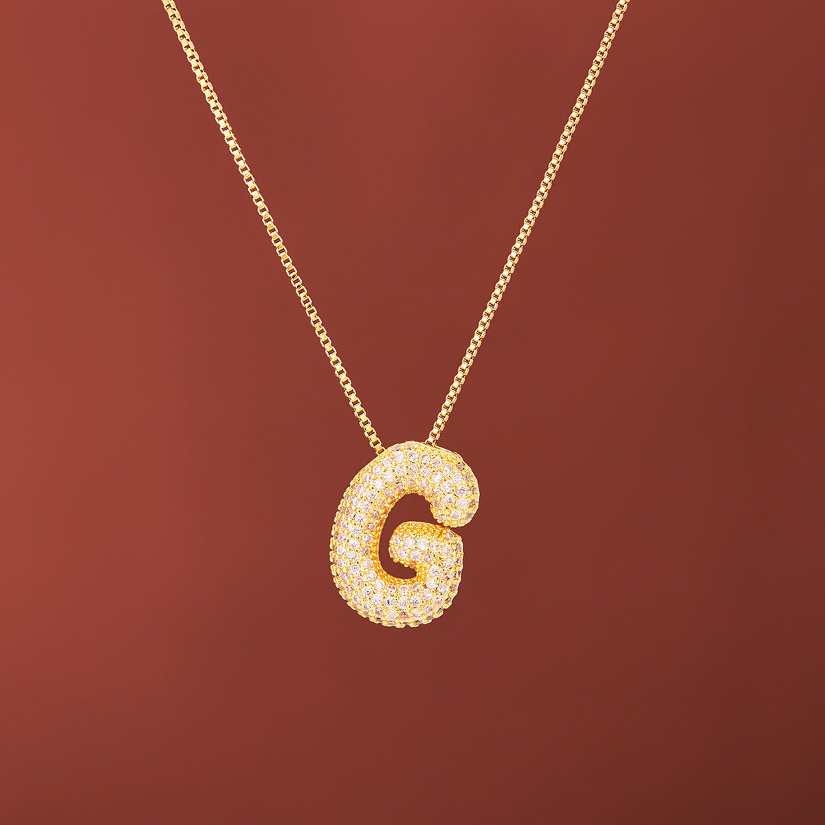 18K Gold-Plated Alphabet Necklace with Micro Zircon (Titanium Steel)