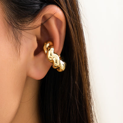 Clips para orejas circulares de marea para mujer con clavos de hueso para oreja simple 