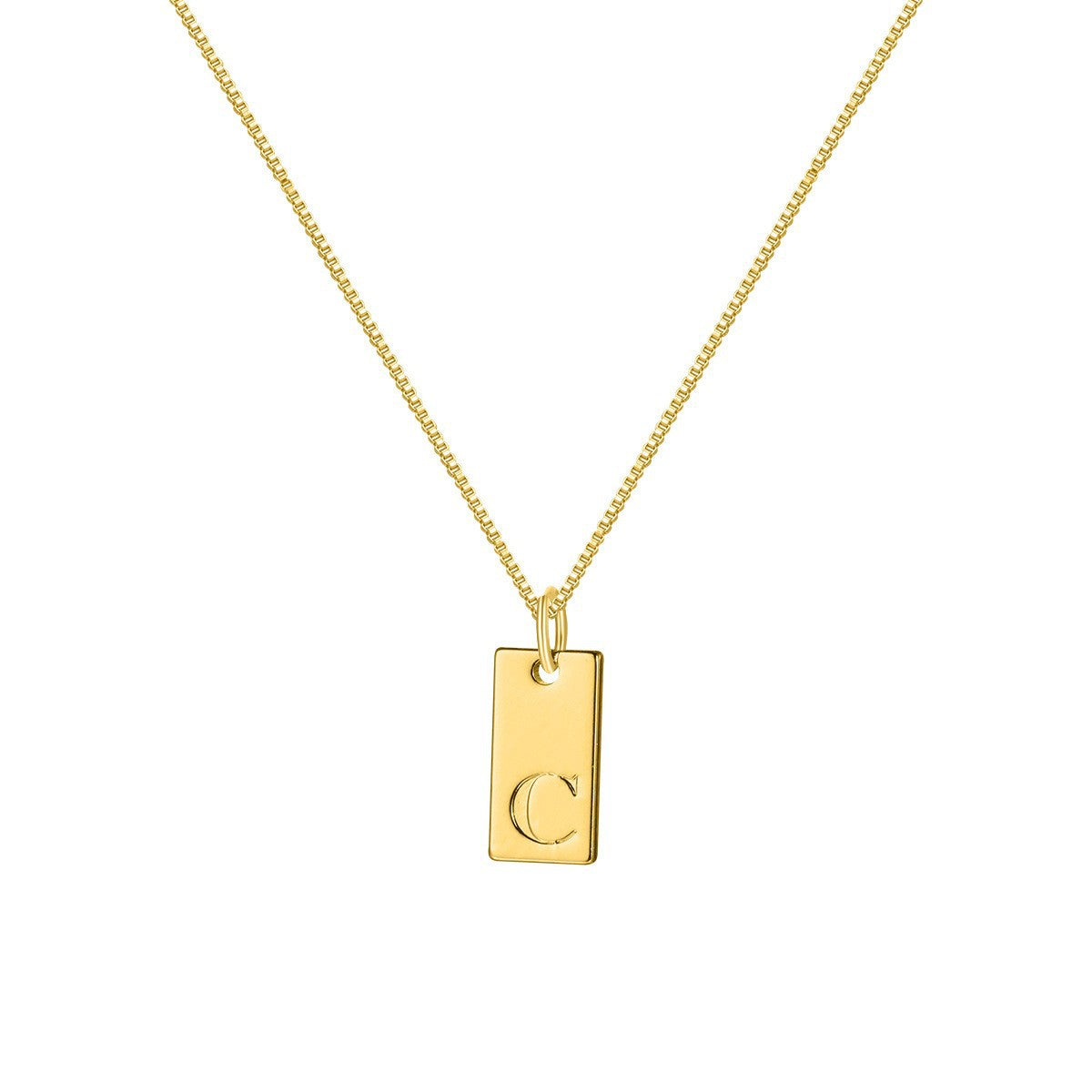 Box Chain Initial Necklace