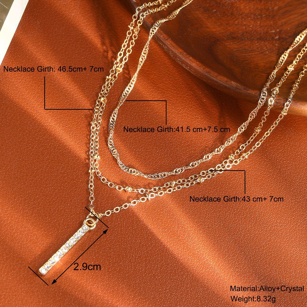 Multi-Layer Diamond Bar Pendant Necklace