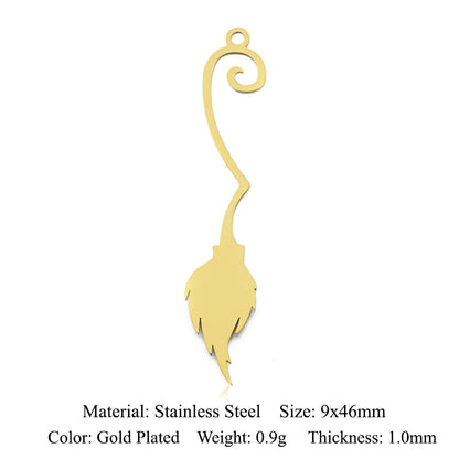 5 pcs/titanium steel magic witch broom necklace pendant