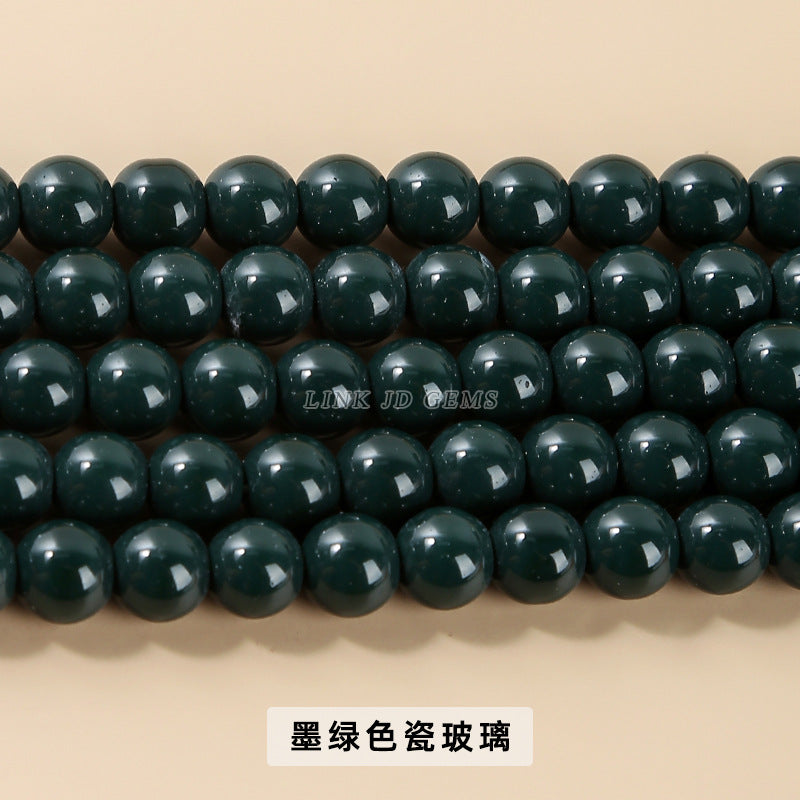 Color porcelain glass beads imitation jade round beads loose beads