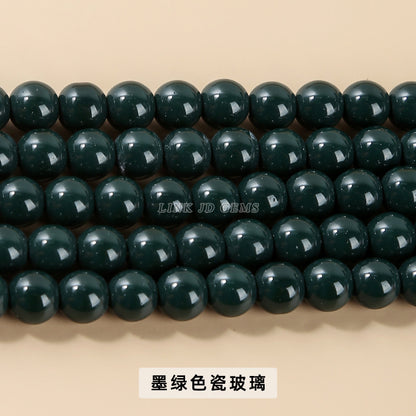 Color porcelain glass beads imitation jade round beads loose beads