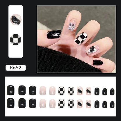 Edgy Checkered Black Nails