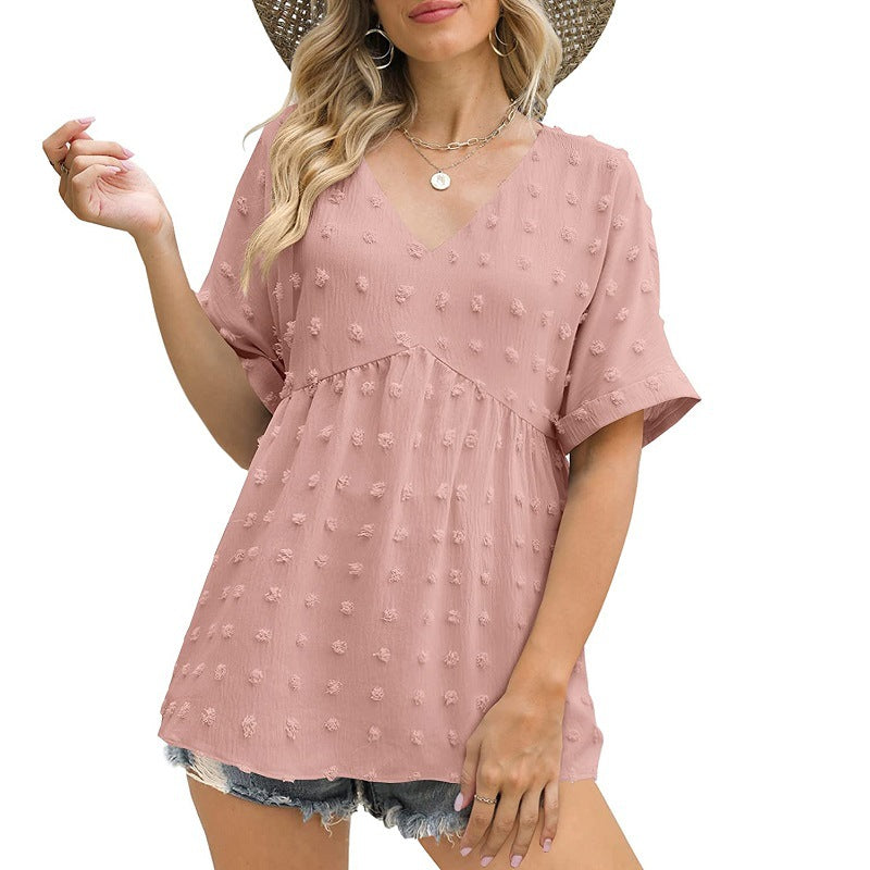 Shrinking mid-sleeved chiffon top