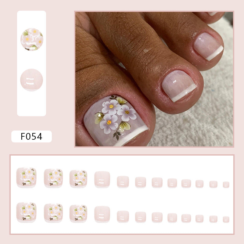 French Diamond Glitter Toe Nails