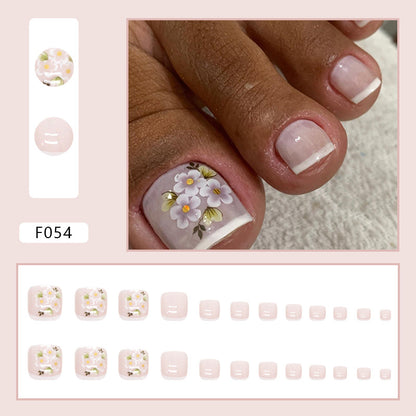French Diamond Glitter Toe Nails