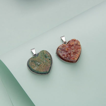 Electroplated dyed crystal stainless steel heart-shaped necklace
