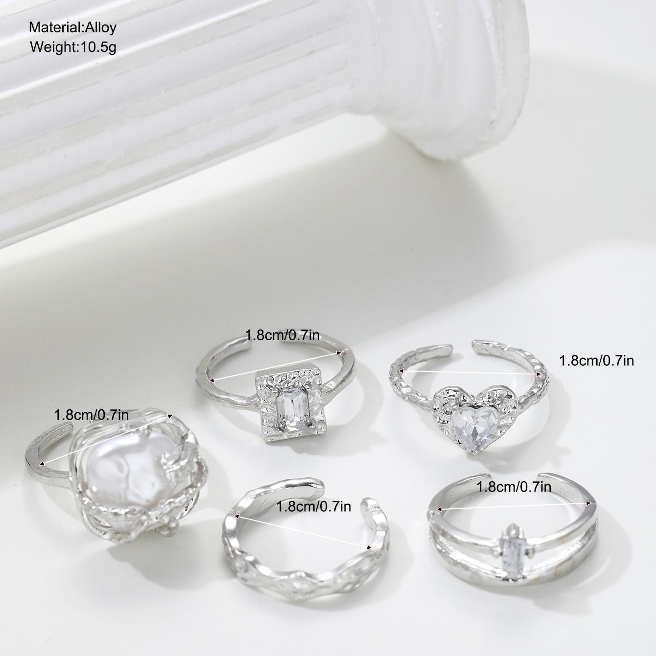 Geometric Metal Ring Set (5-Piece)