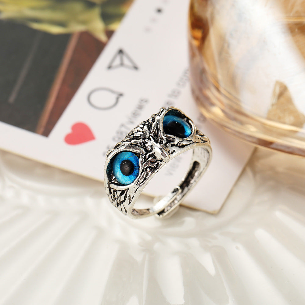 Vintage Blue Eye Owl Ring