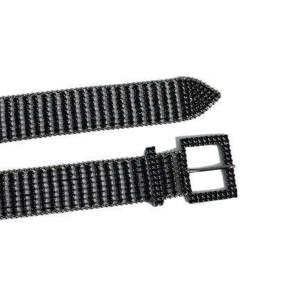 Eight rows of rhinestone metal belt