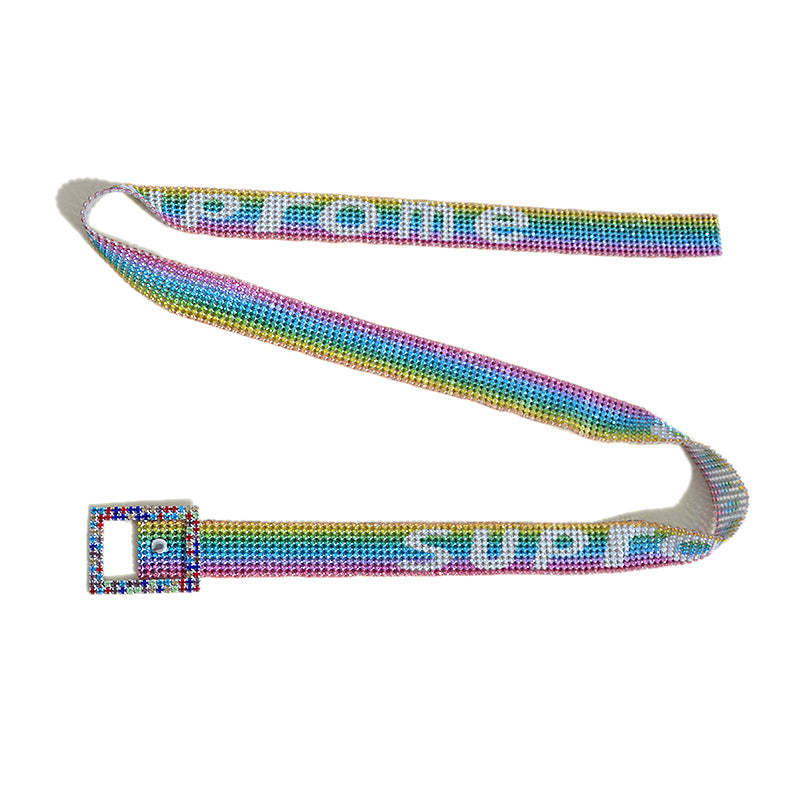 Colorful nine-row full rhinestone belt