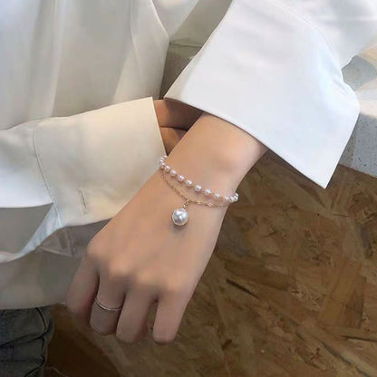 Pulsera sencilla de doble perla 
