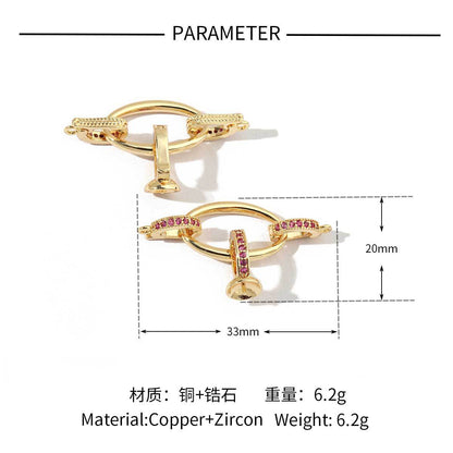 18K real gold geometric love removable connecting buckle
