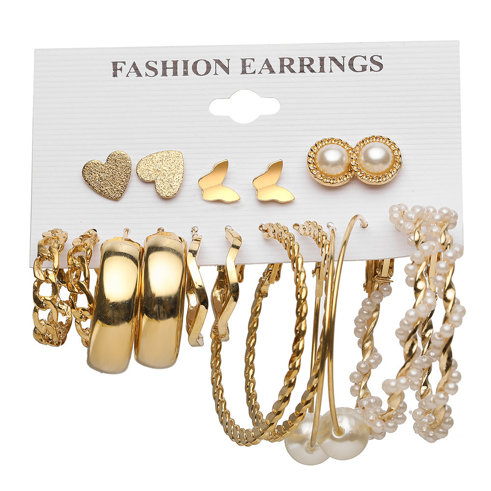 5-Pair Acrylic & Pearl Earring Set
