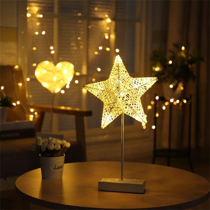 Heart Moon Table Lamp LED Night Light Pentagram Table Lamp