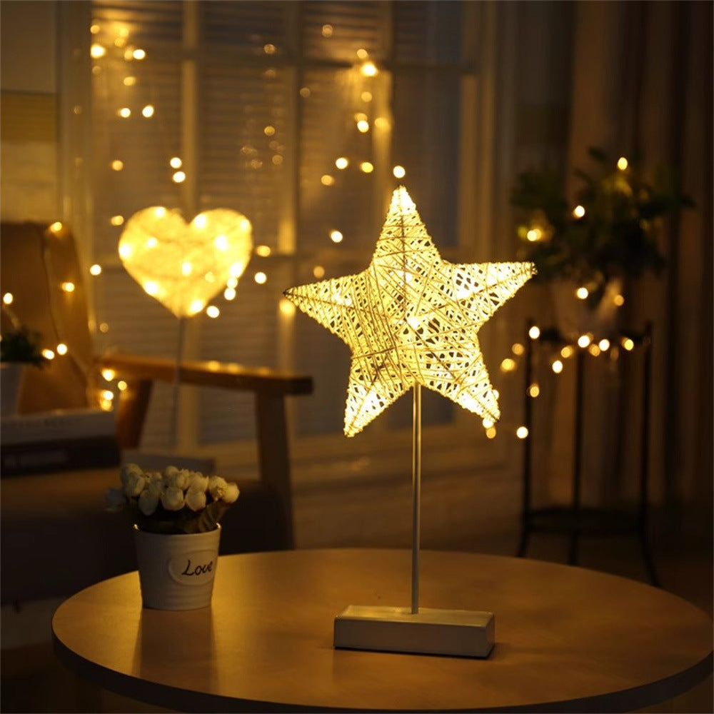 Heart Moon Table Lamp LED Night Light Pentagram Table Lamp