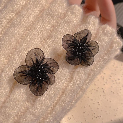 Black Petal Earrings for Women