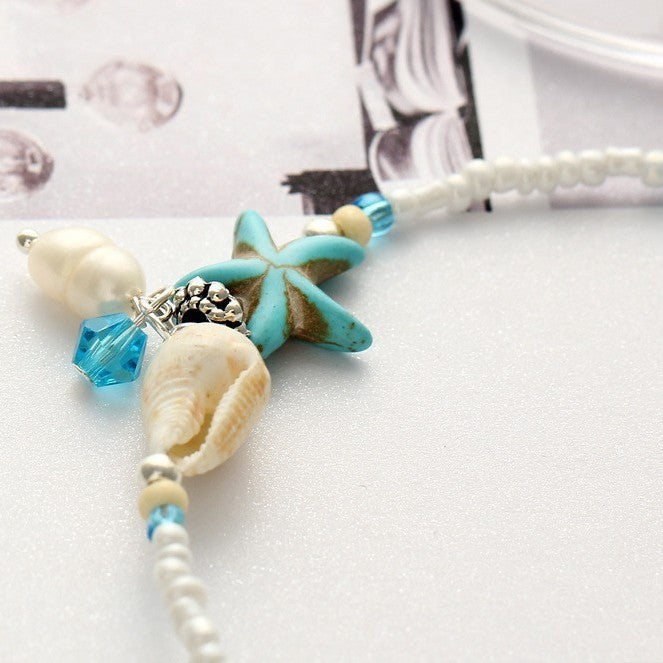 Conch Starfish Rice Bead Anklet